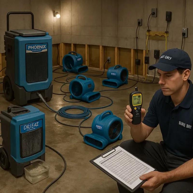 Structural Drying and Dehumidification process in Monticello, WI